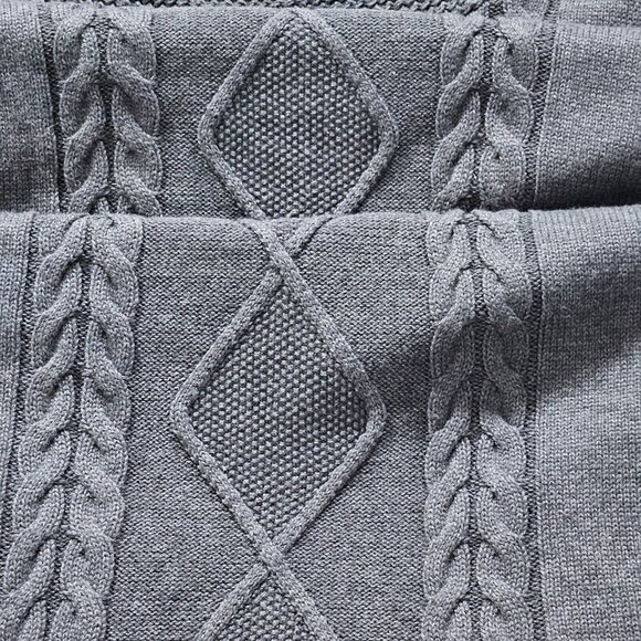 Jessica Sweater Dress Women XL Gray LS Cable Knit Turtleneck Western Cottagecore - Picture 13 of 16